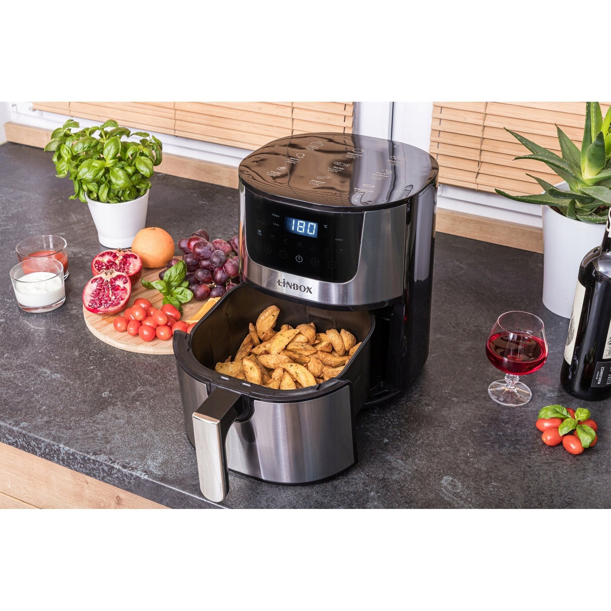 Frytkownica beztłuszczowa AIR fryer Linbox czarna 4,5L 1400W