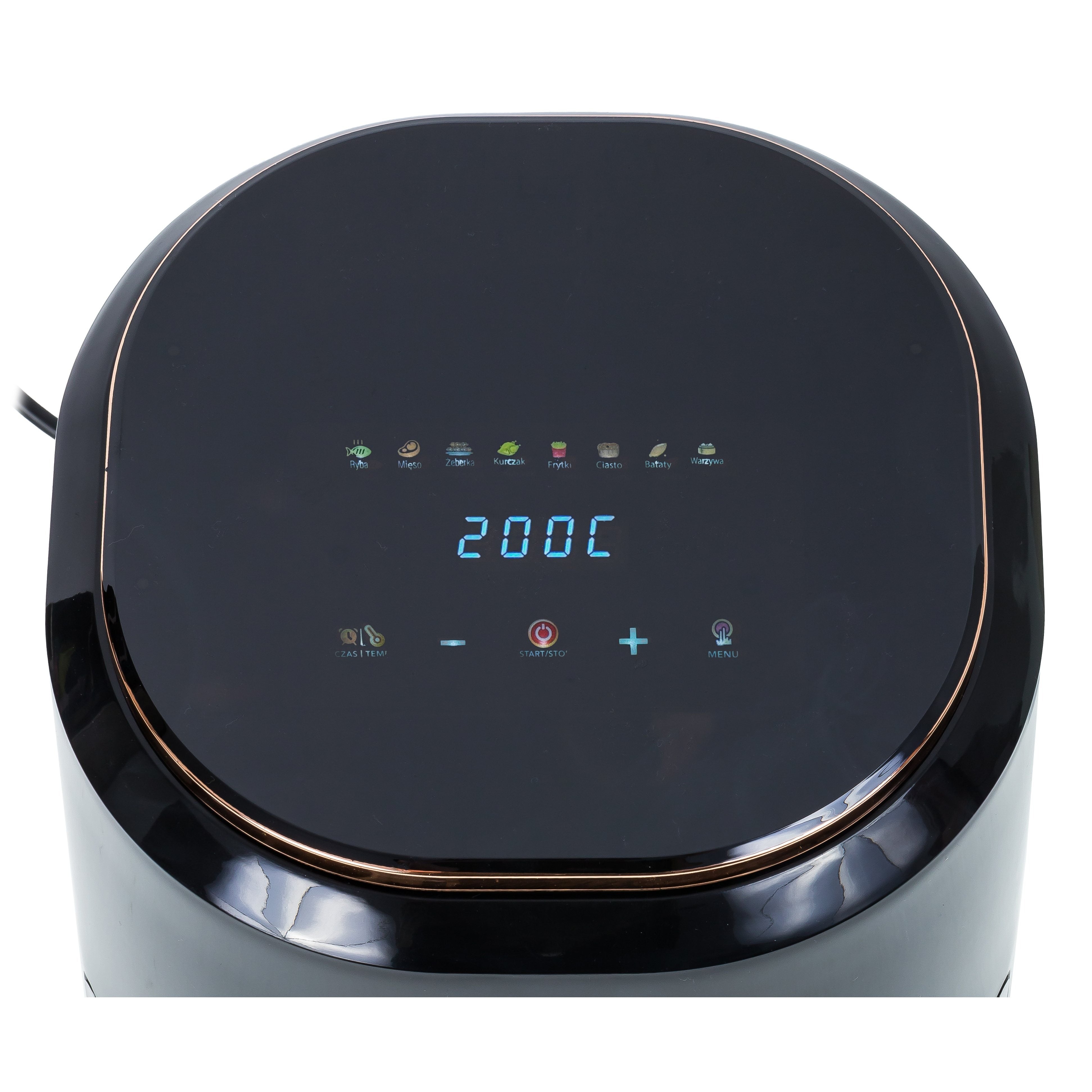 Frytkownica beztłuszczowa AIR fryer Linbox czarna 4,5L 1400W kolorowe MENU w języku polskim
