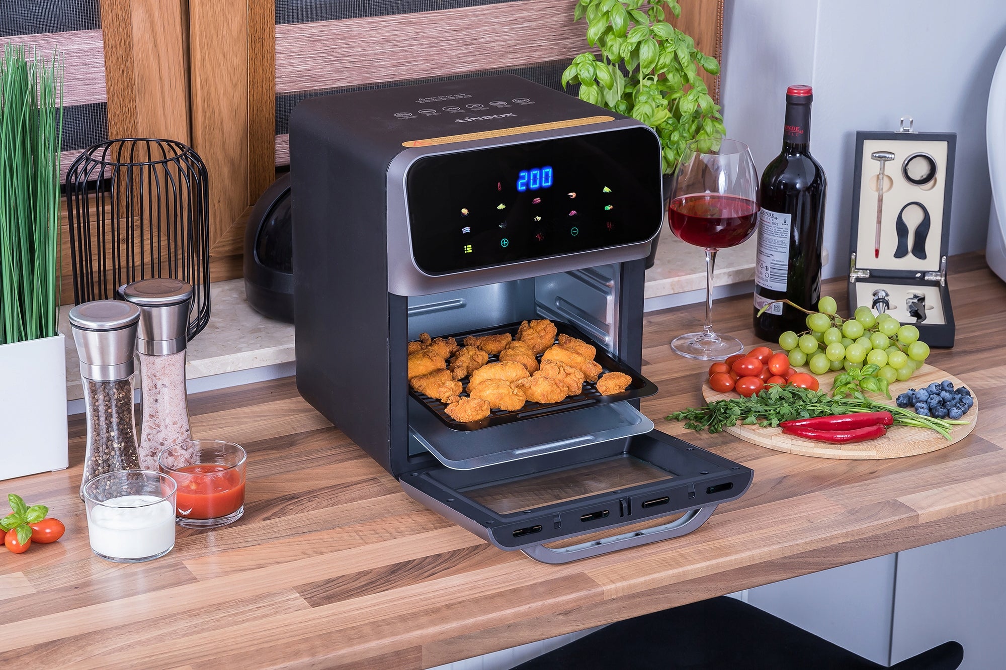 Frytkownica piekarnik beztłuszczowy AIR fryer Linbox INOX czarny