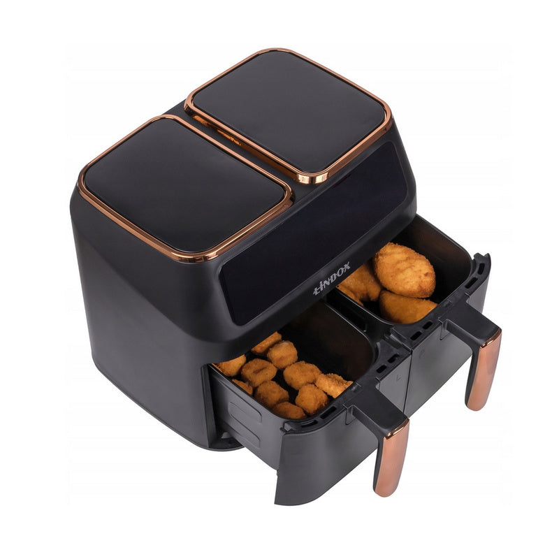 Duża frytkownica beztłuszczowa AIR fryer 2x 4L 2800W na dwa kosze 8L czarna