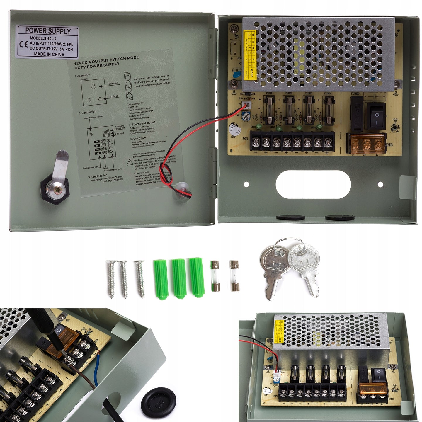Zasilacz CCTV 12V 5A MAX 4 kamer monitoring