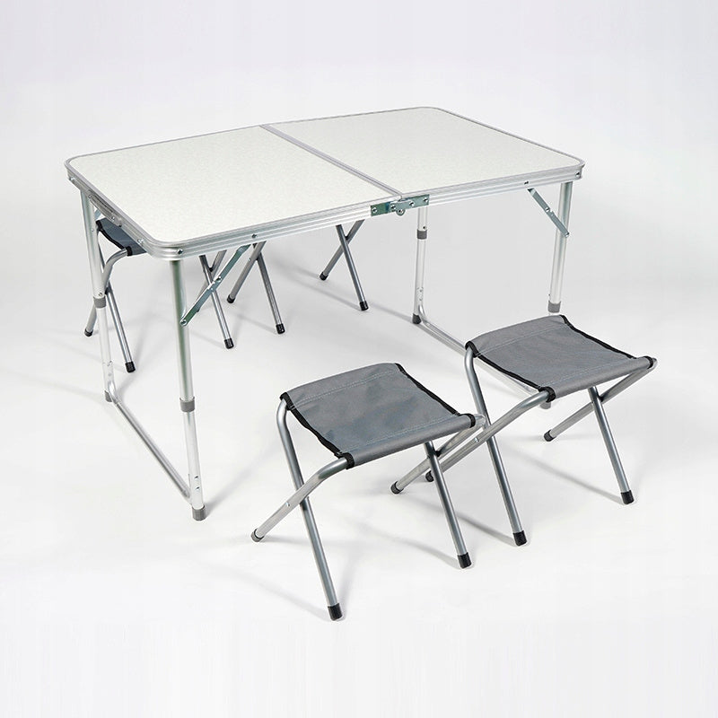 Stół turystyczny Linbox 120x60 cm składany + 4 krzesła | kempingowy, walizka, lekki 7 kg, regulacja wysokości