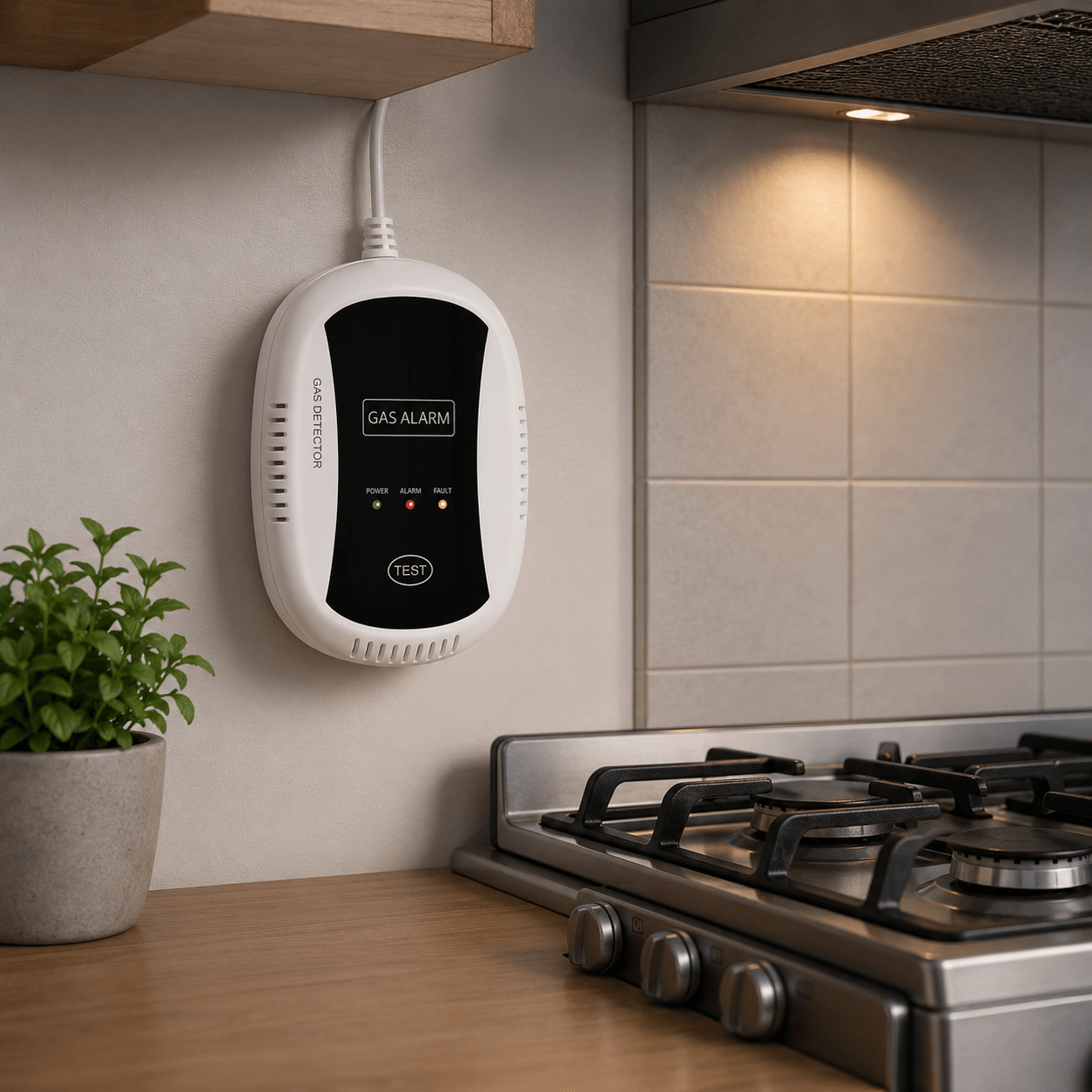 Detektor Gazu 230V - Czujnik Wycieku LPG, Propan-Butan i Gazu Ziemnego z Alarmem 75 dB