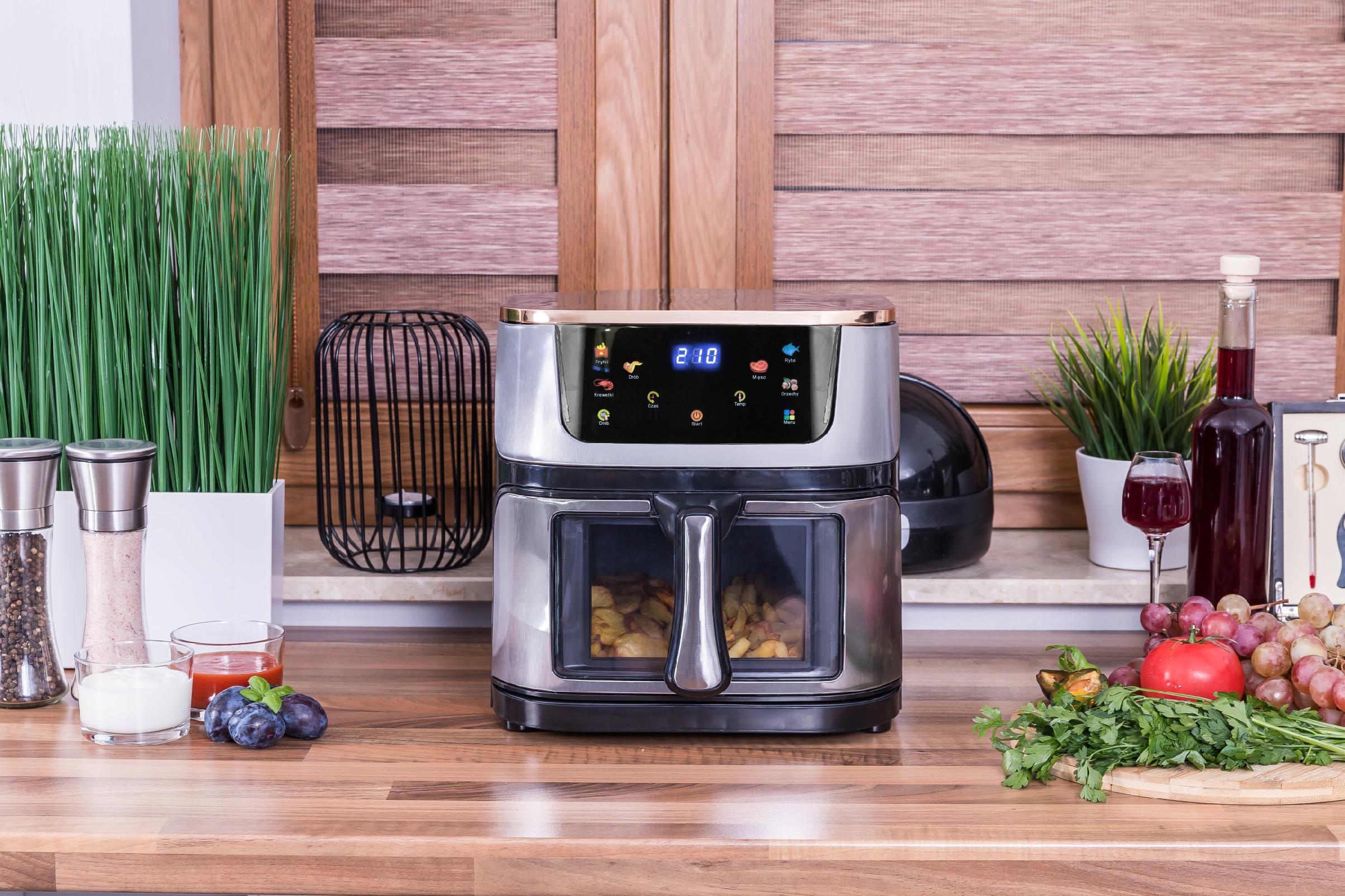 Frytkownica beztłuszczowa AIR fryer Linbox INOX czarna polskie MENU