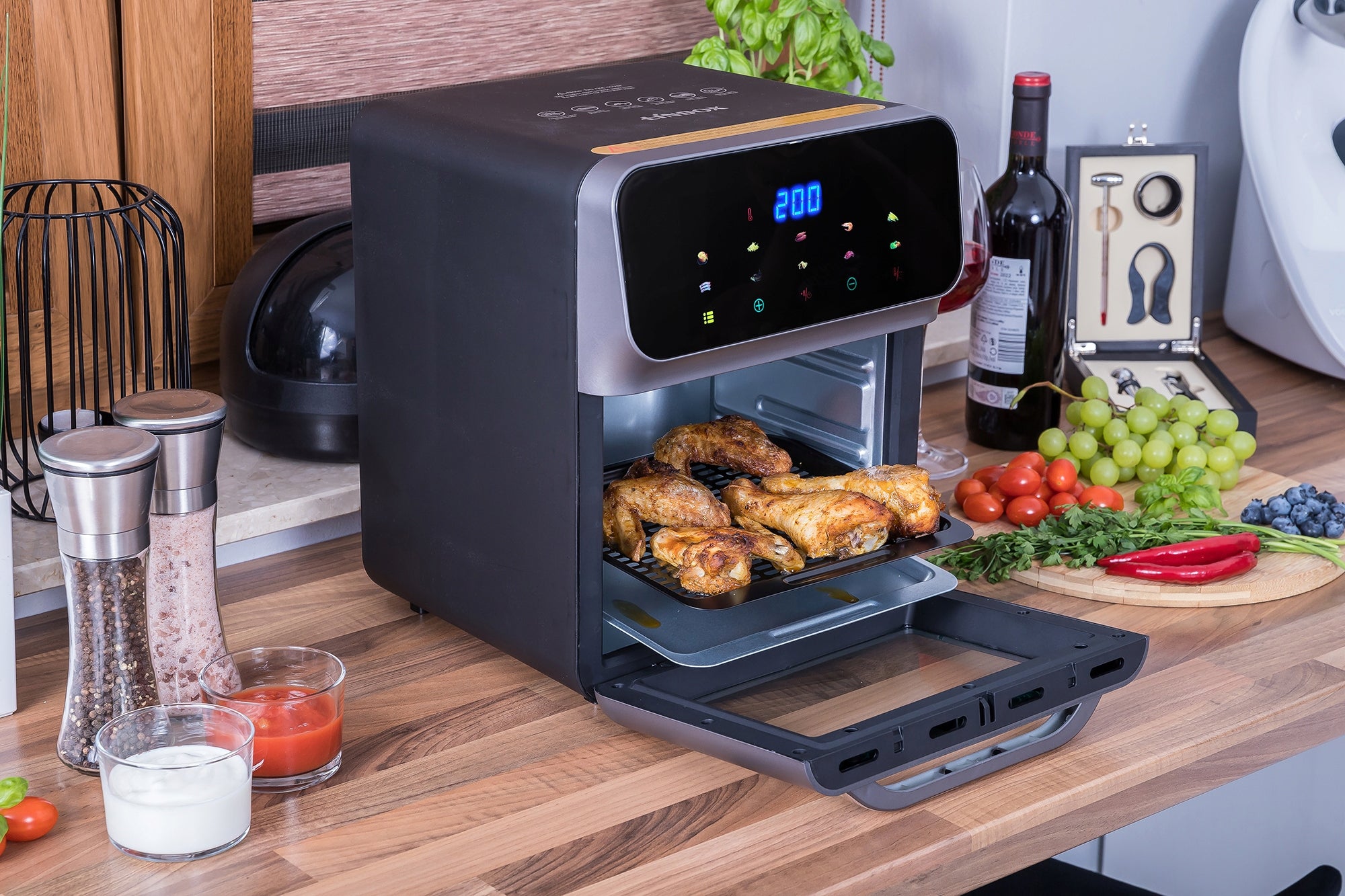 Frytkownica piekarnik beztłuszczowy AIR fryer Linbox INOX czarny