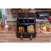 Duża frytkownica beztłuszczowa AIR fryer 2x 4L 2800W na dwa kosze 8L czarna