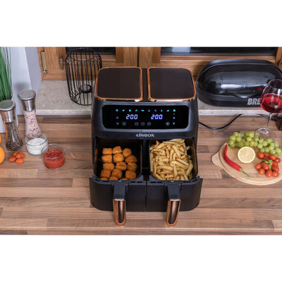 Duża frytkownica beztłuszczowa AIR fryer 2x 4L 2800W na dwa kosze 8L czarna