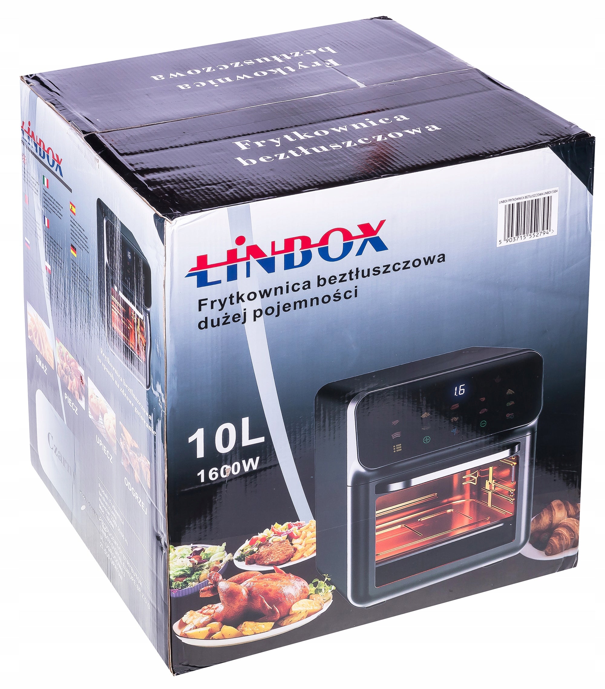 Frytkownica piekarnik beztłuszczowy AIR fryer Linbox INOX czarny