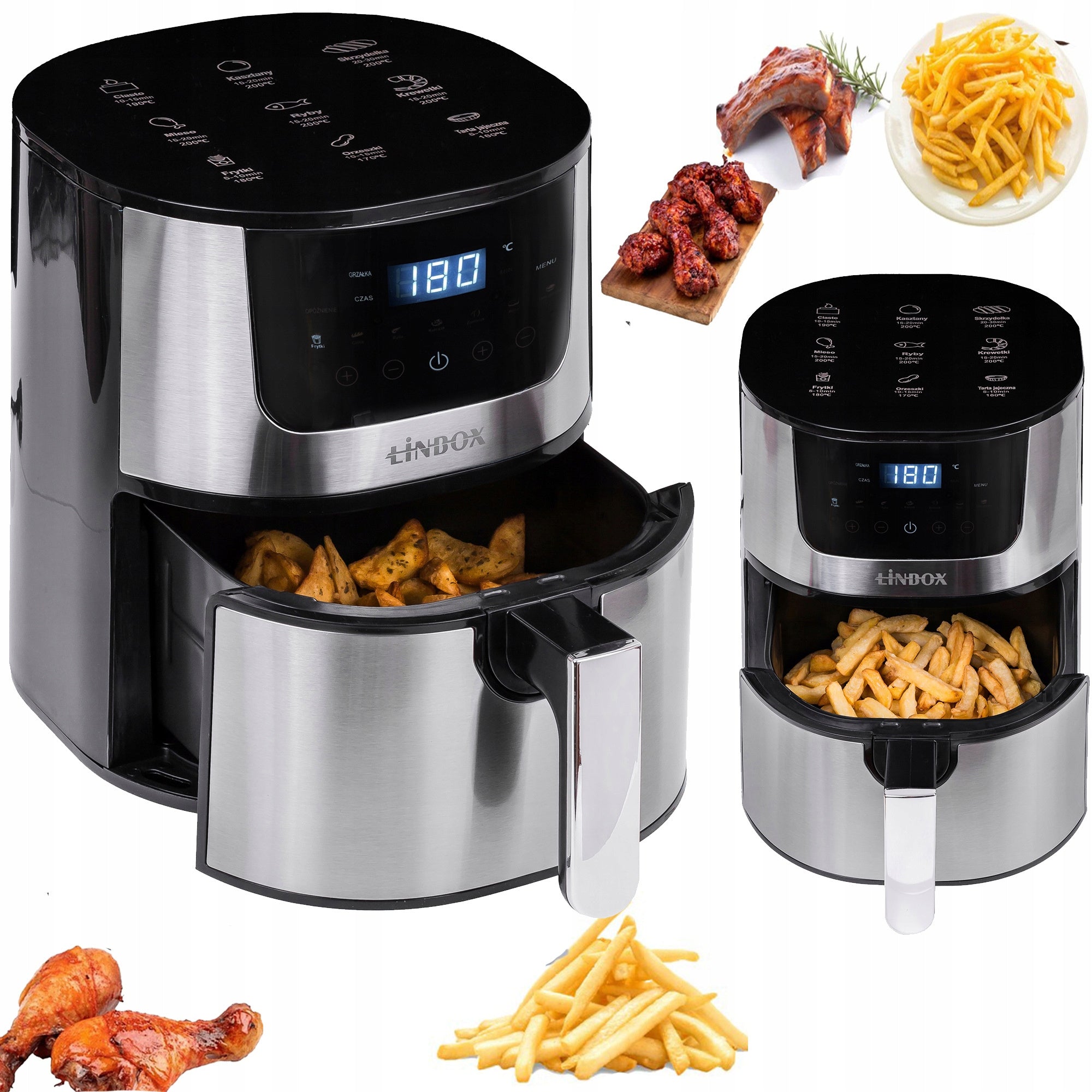 Frytkownica beztłuszczowa AIR fryer Linbox czarna 4,5L 1400W