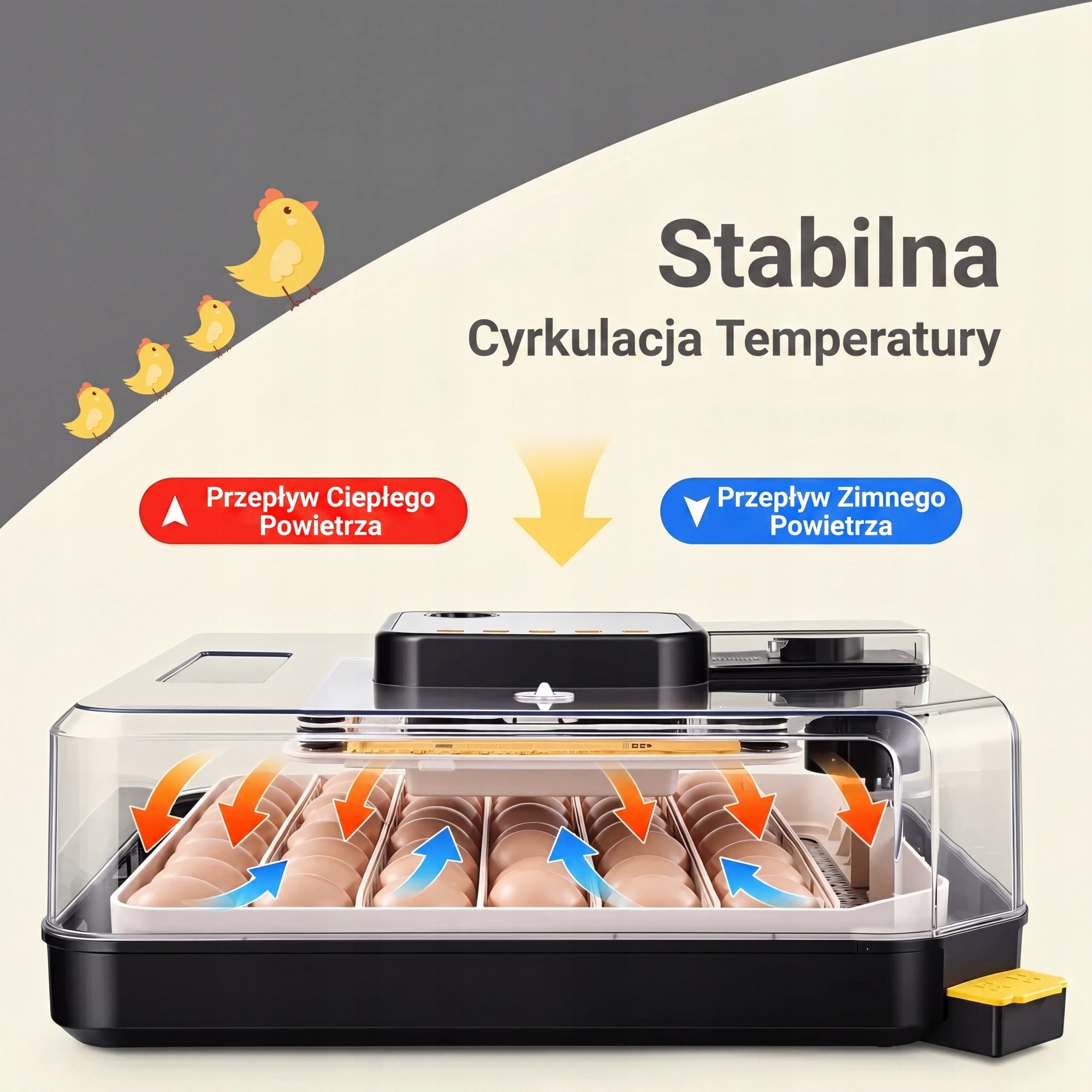 Inkubator 48H PRO Automatyczny Obrót Jaj Kontrola Temperatury i Wilgotności