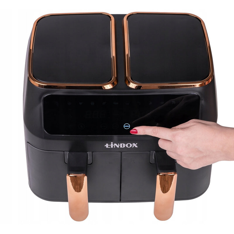 Duża frytkownica beztłuszczowa AIR fryer 2x 4L 2800W na dwa kosze 8L czarna
