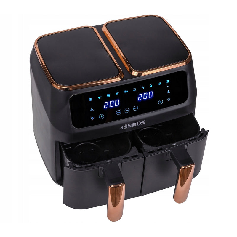 Duża frytkownica beztłuszczowa AIR fryer 2x 4L 2800W na dwa kosze 8L czarna