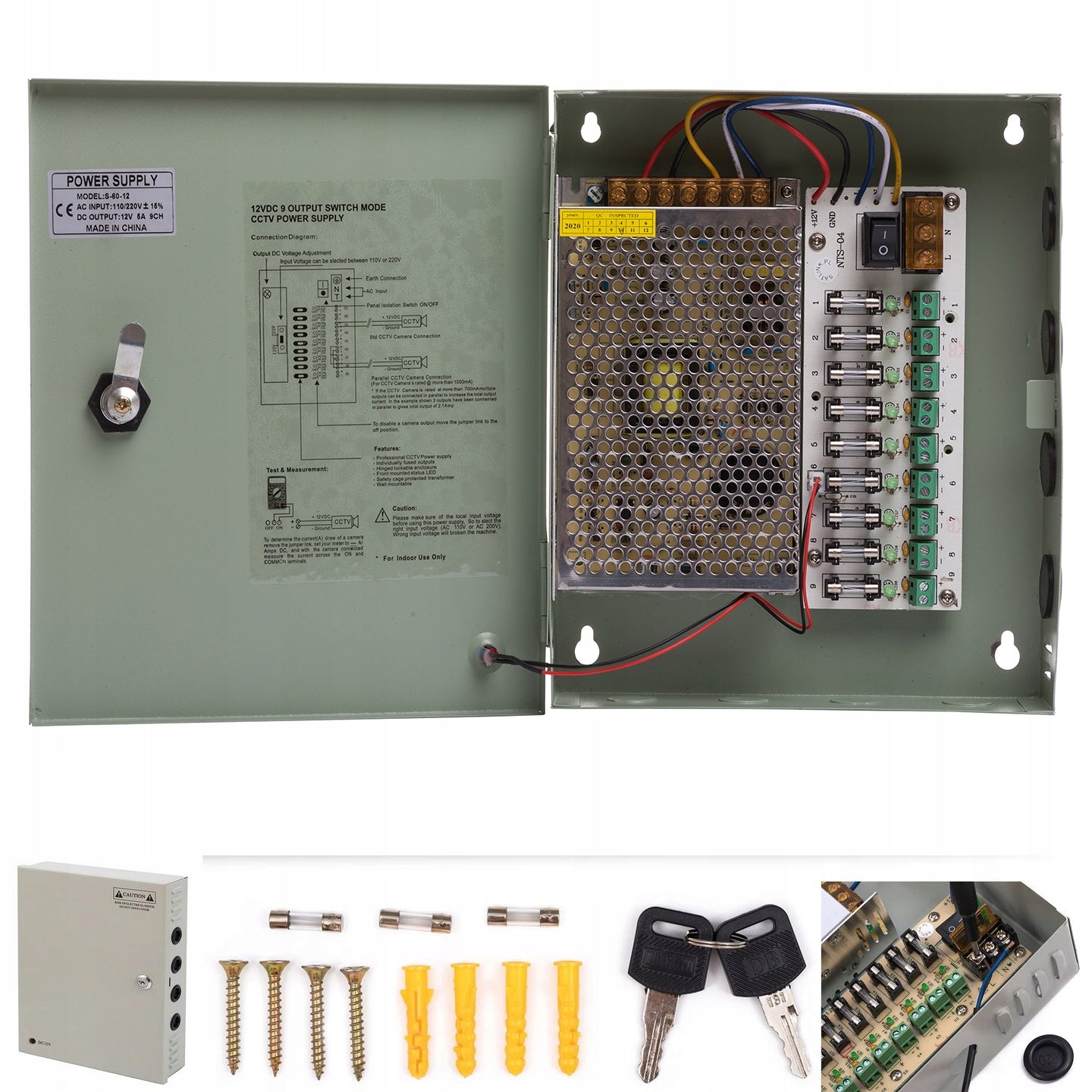 Zasilacz CCTV 12V 15A MAX 9 kamer monitoring