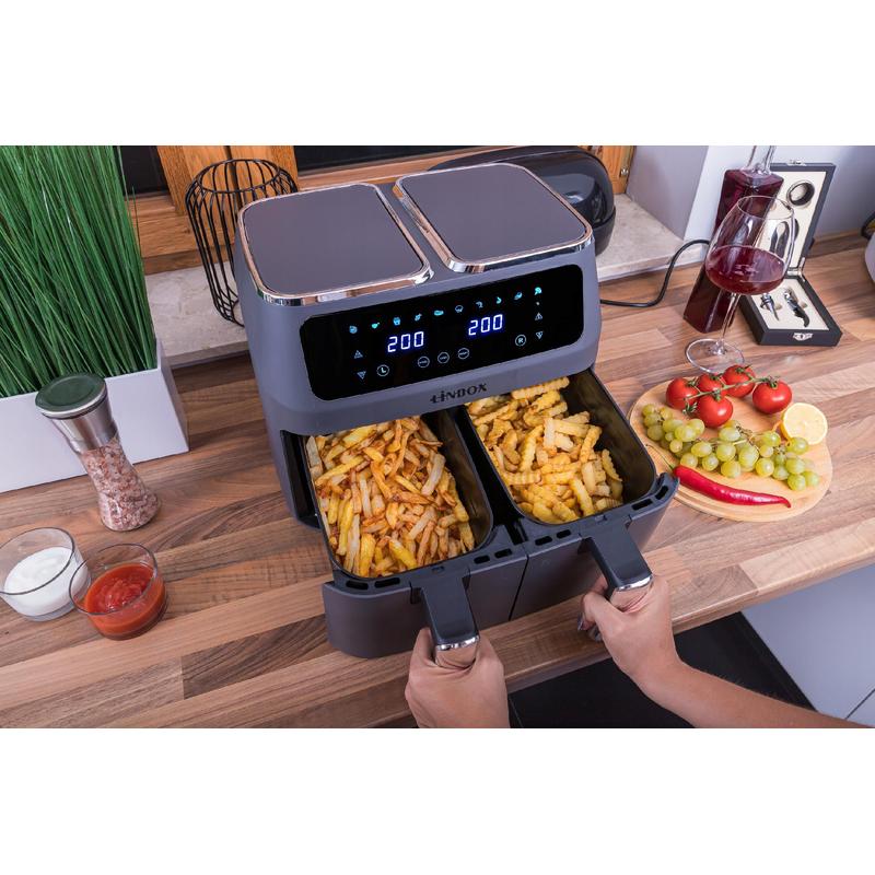 Frytkownica beztłuszczowa bez oleju Air Fryer duża 2-komorowa 8L 2800W