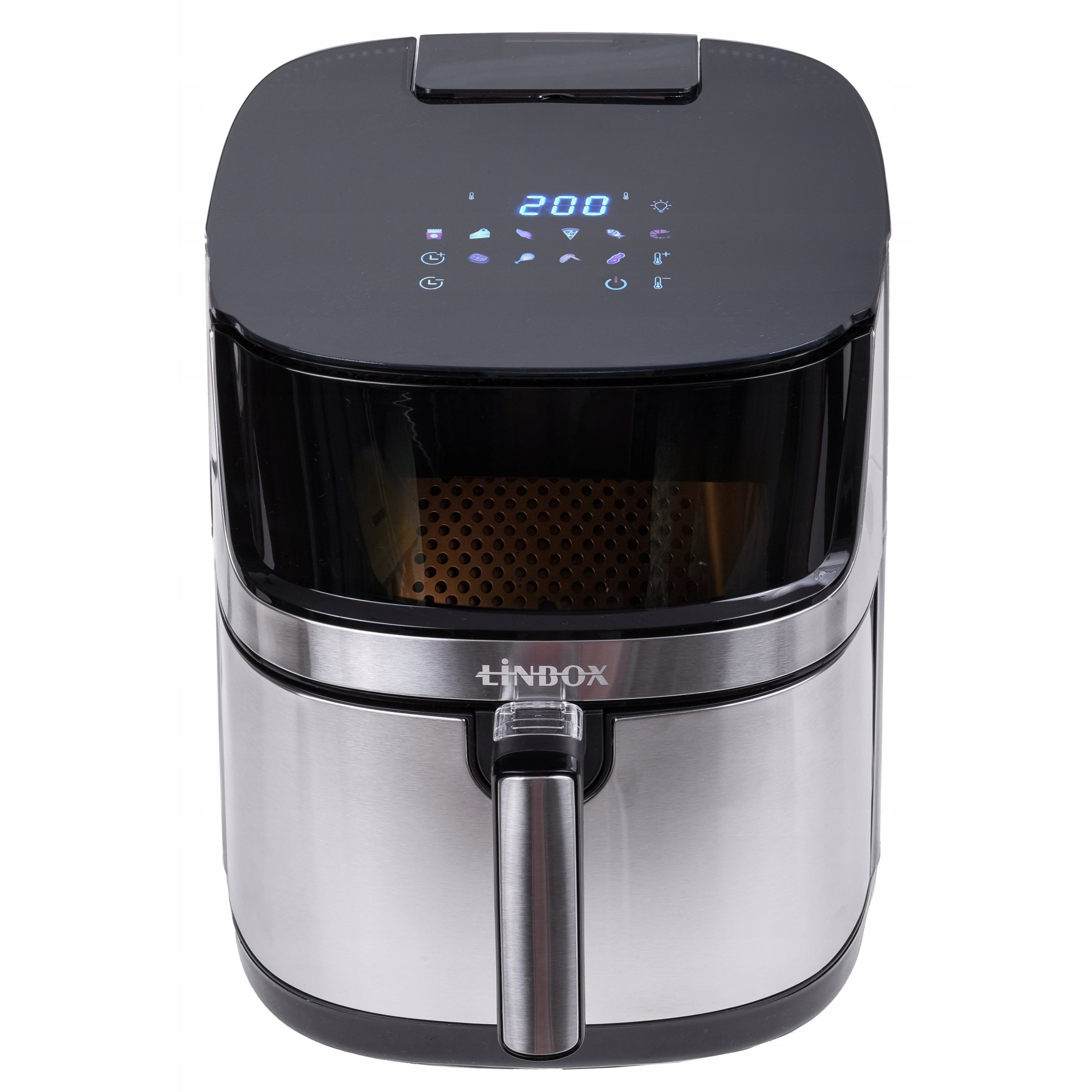 Air Fryer 8L 2000W frytkownica beztłuszczowa z funkcją pary, podwójna grzałka góra dół, okienko z podświetleniem LED, 360° cyrkulacja powietrza, 10 programów, duża pojemność
