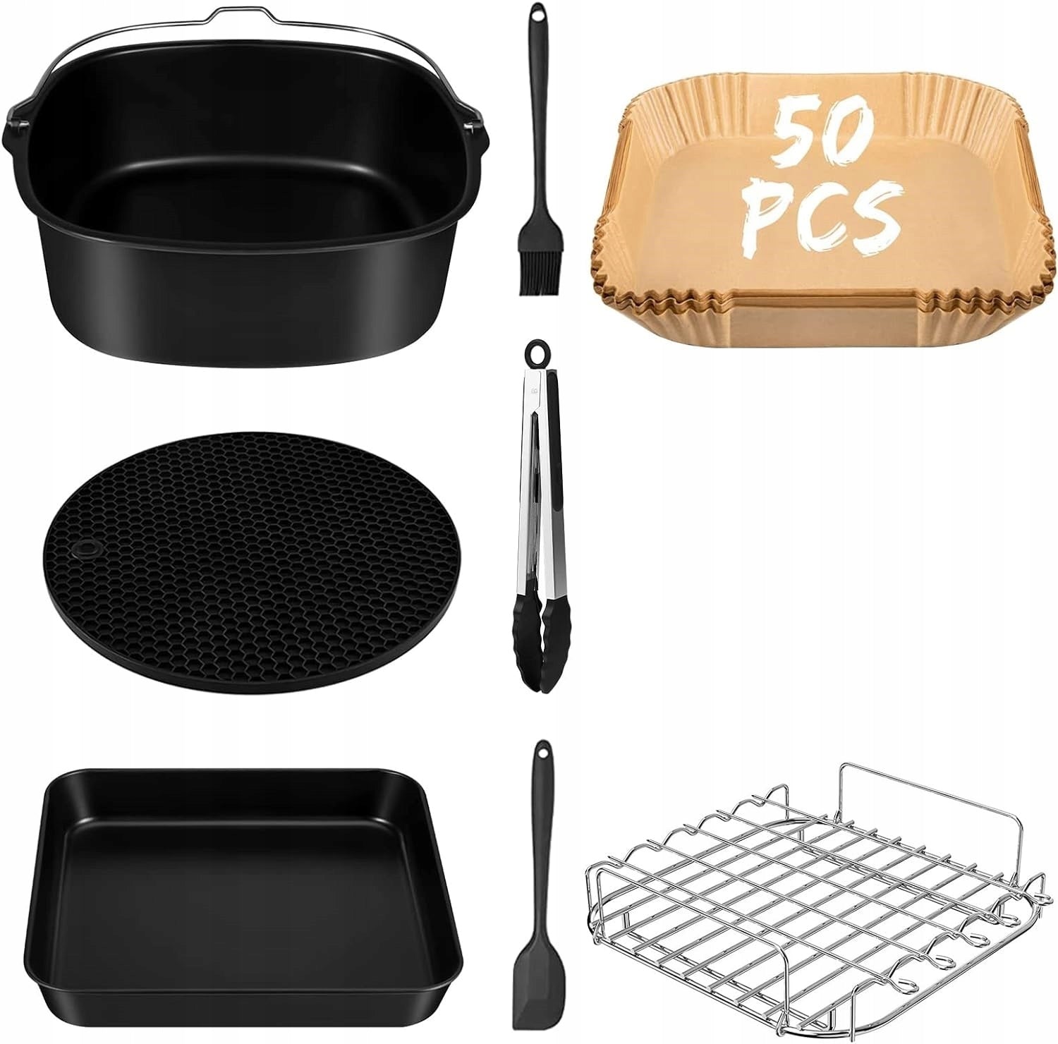 9-calowe akcesoria do airfryer,8-częściowy zestaw