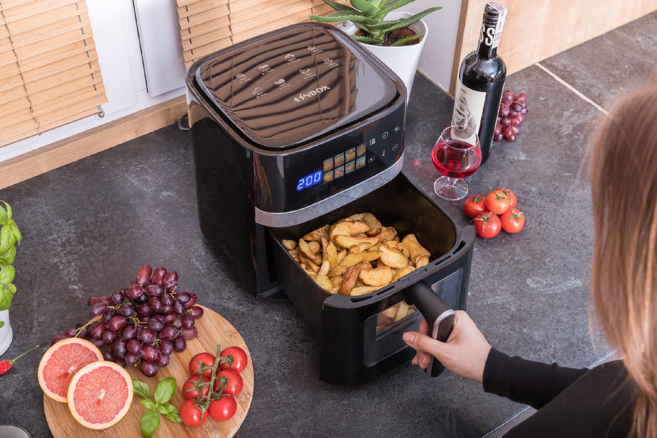 Frytkownica beztłuszczowa AIR fryer Linbox czarna