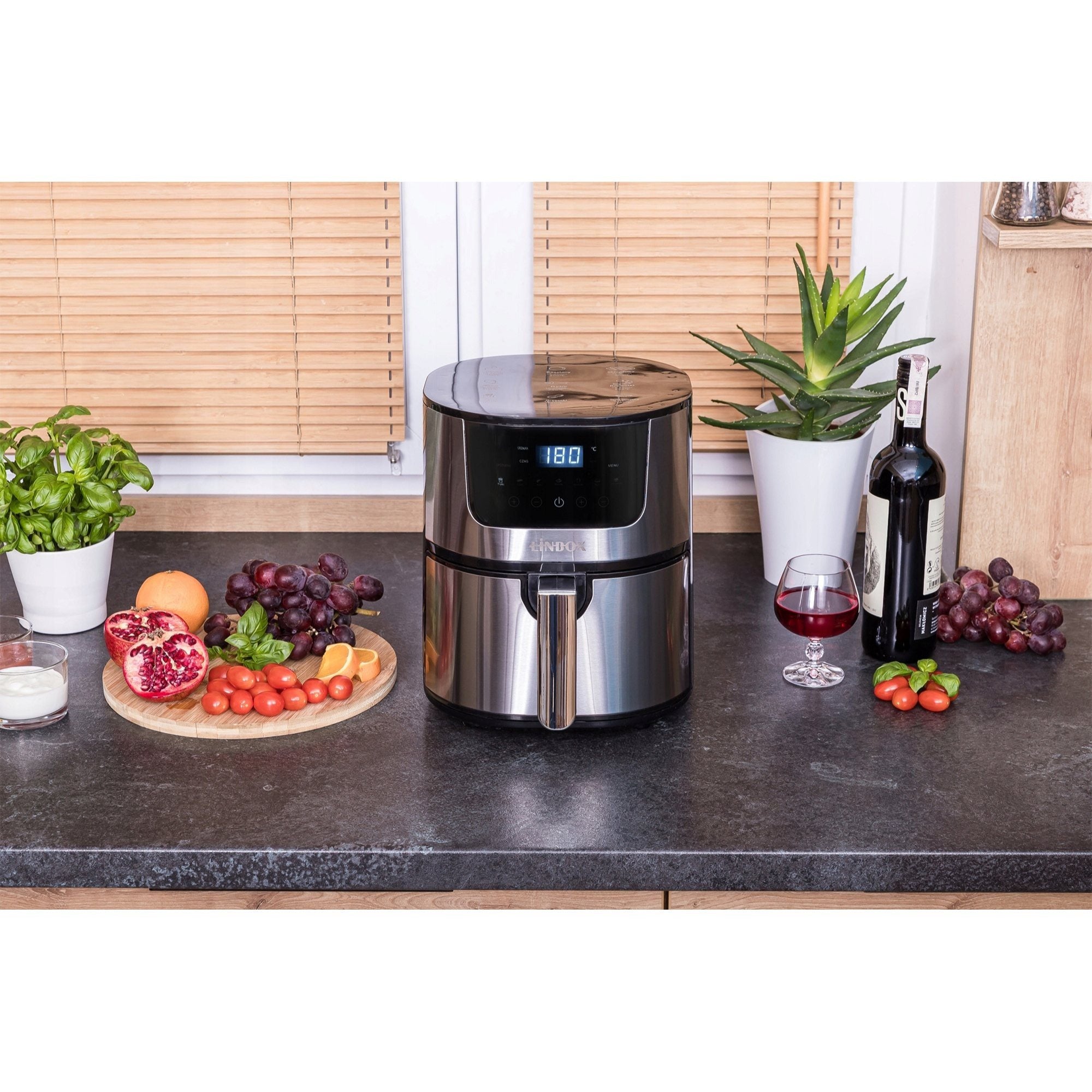 Frytkownica beztłuszczowa AIR fryer Linbox czarna 4,5L 1400W