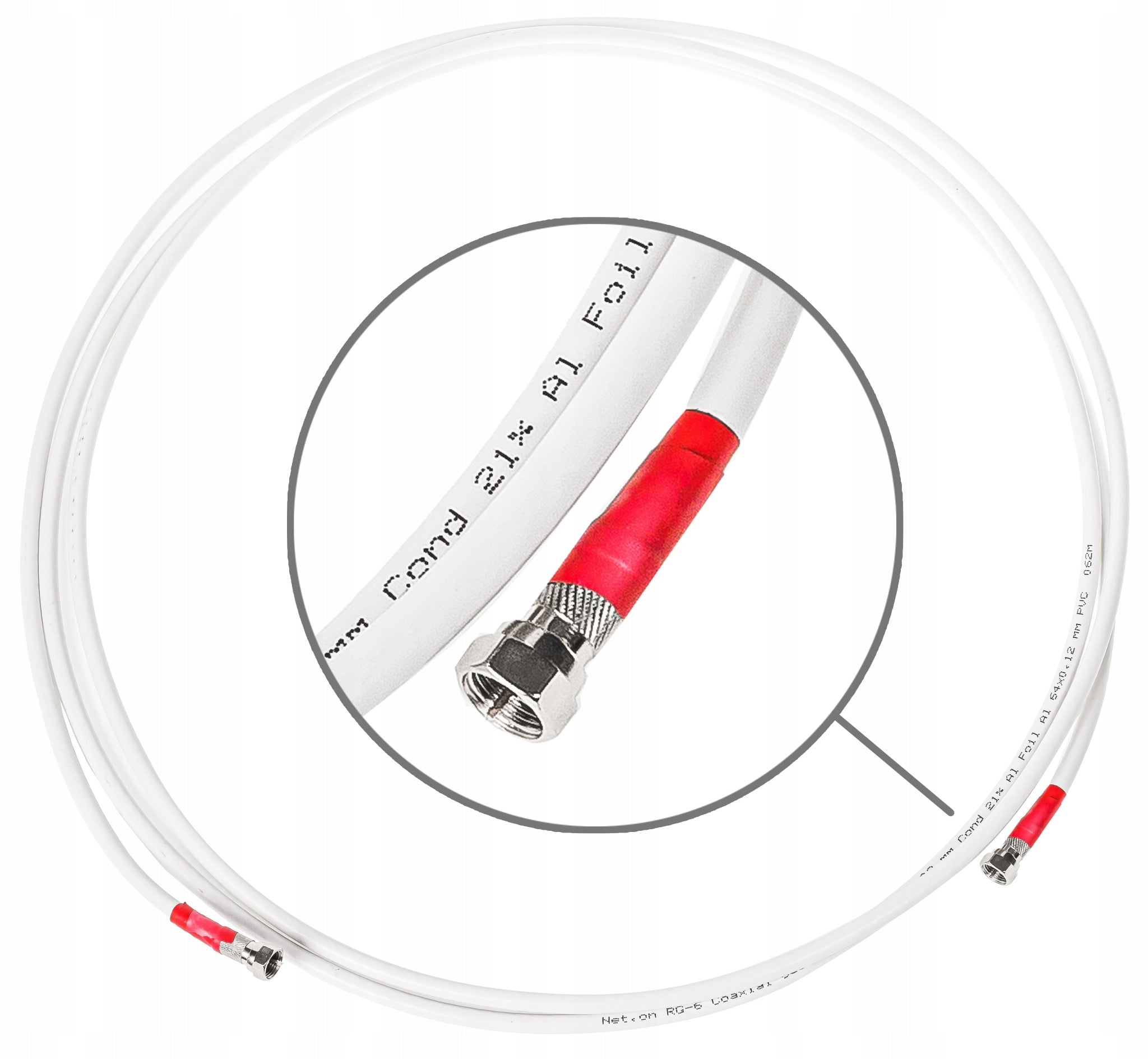 25M kabel koncentryczny RG6U CCS + złącza SAT F