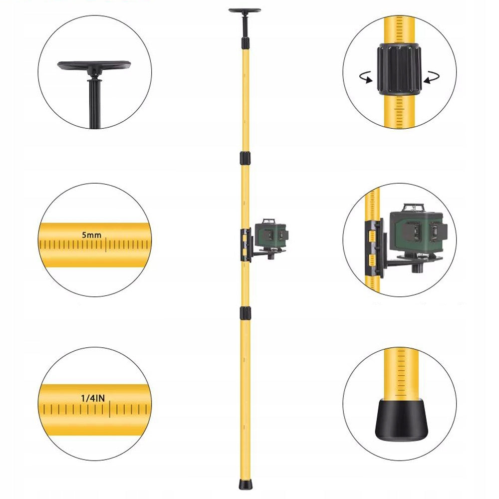 Tyczka teleskopowa statyw 2,85m do lasera + adapter do skosów