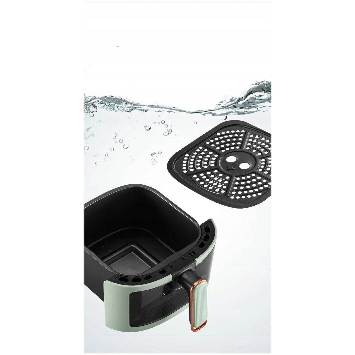 Frytkownica beztłuszczowa AIR fryer 5L/1400W zielona polskie kolorowe MENU podgląd przez okienko