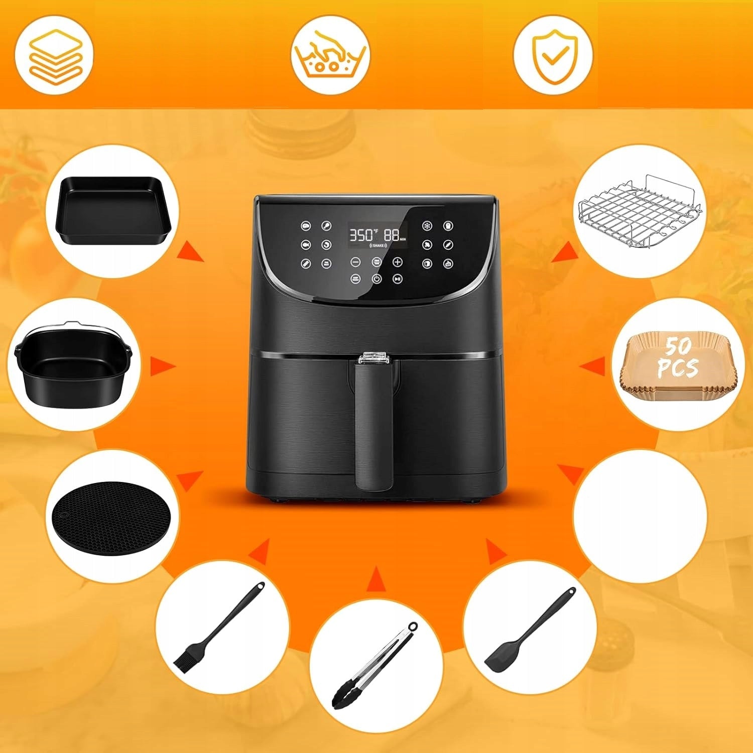 9-calowe akcesoria do airfryer,8-częściowy zestaw