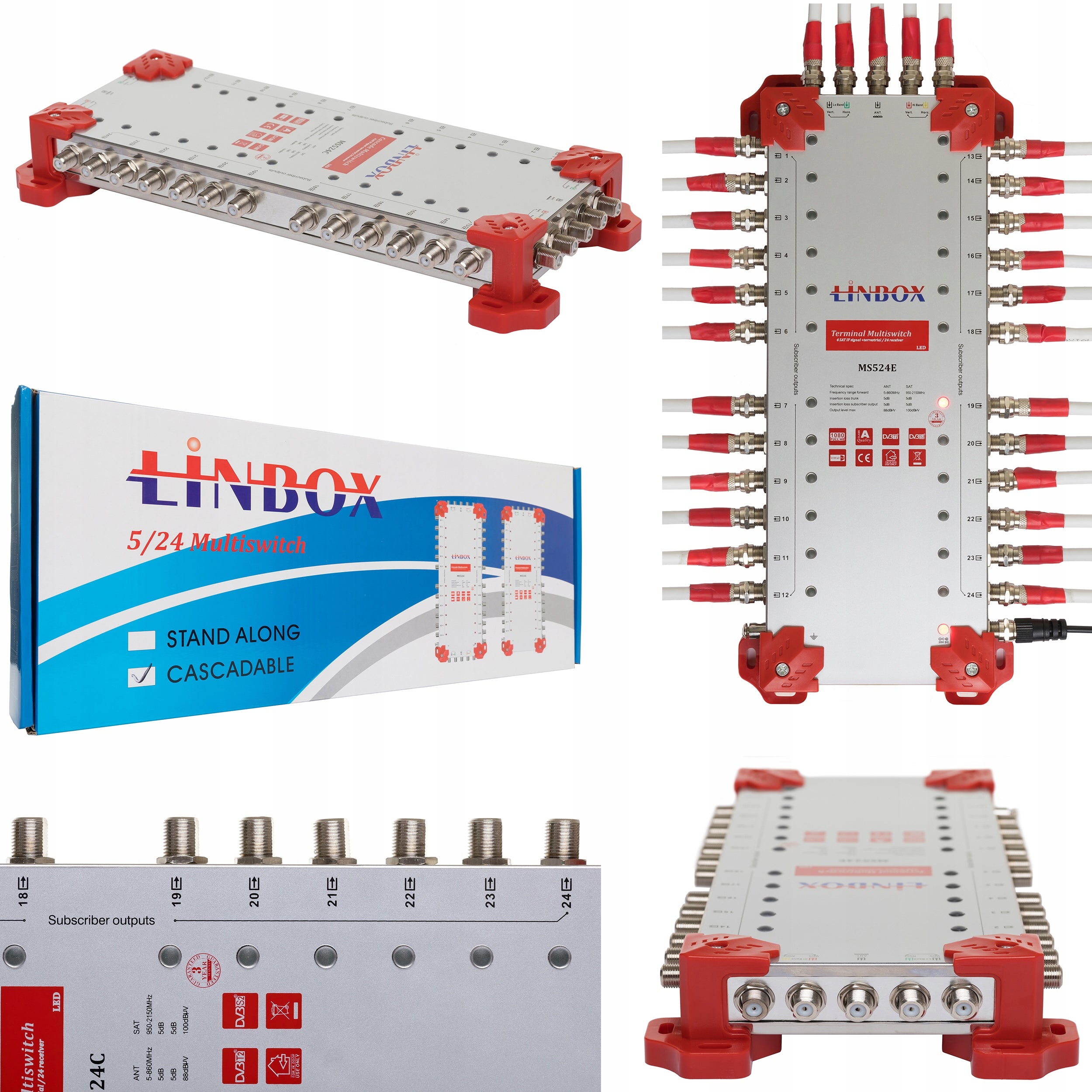 Multiswitch 5 wejść 24 wyjść Linbox 5X24 kaskada