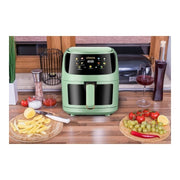Frytkownica beztłuszczowa AIR fryer 5L/1400W zielona polskie kolorowe MENU podgląd przez okienko