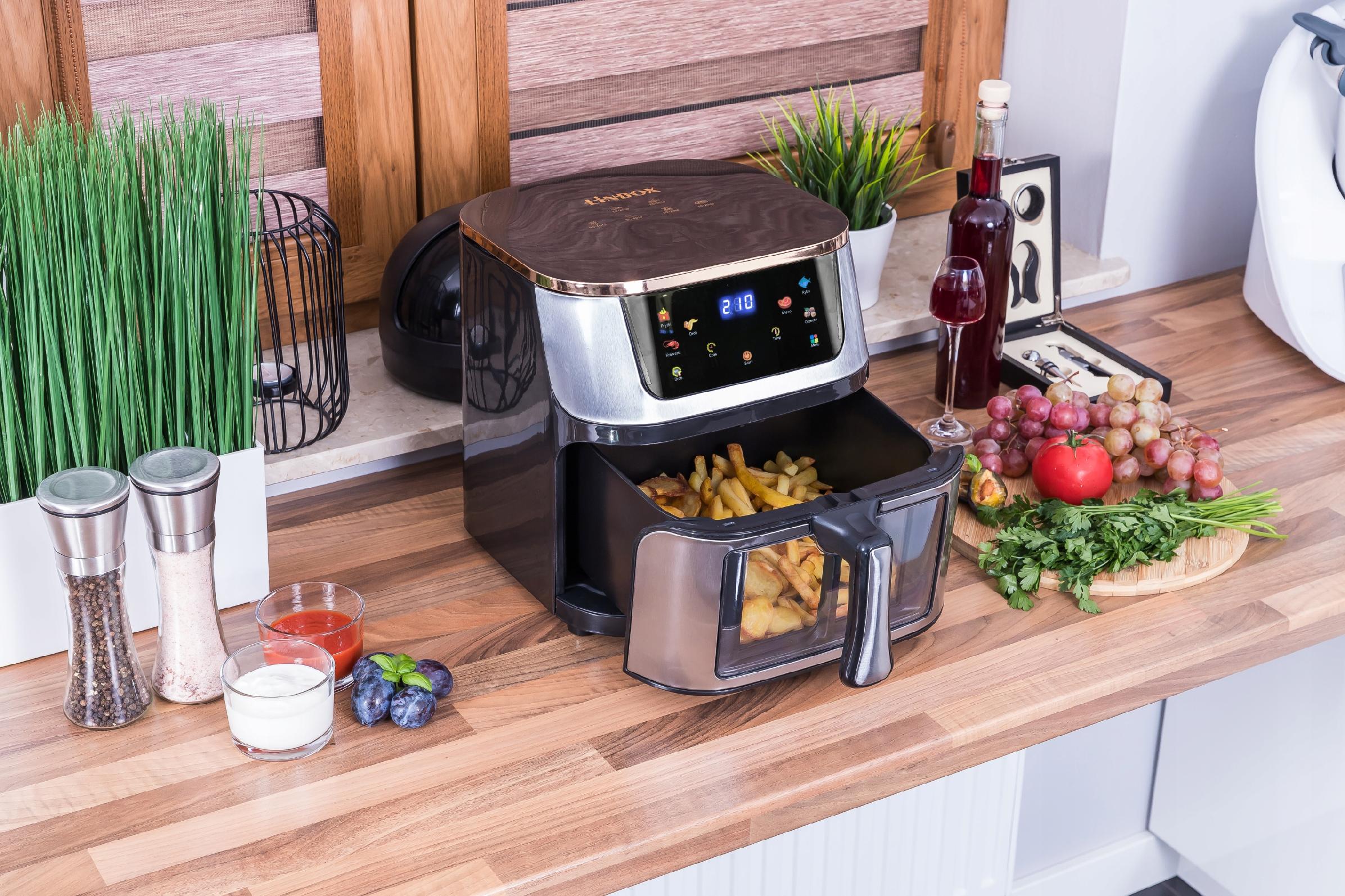 Frytkownica beztłuszczowa AIR fryer Linbox INOX czarna polskie MENU