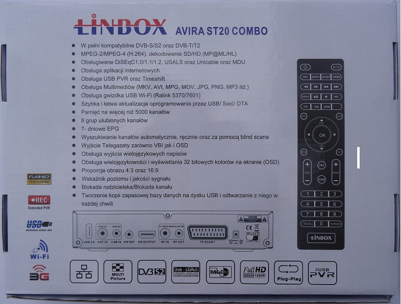 Linbox Avira T20COMBO - tuner HD z modulatorem