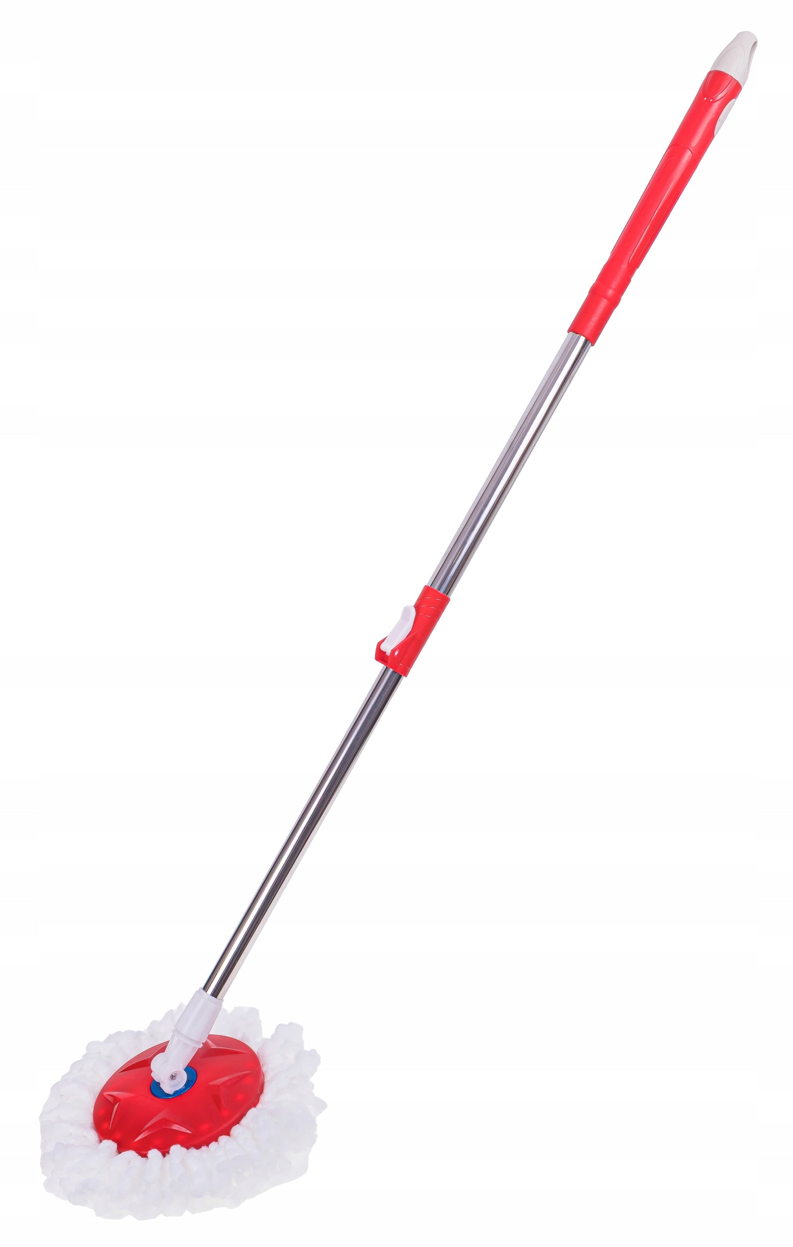 Mop obrotowy wirujący 360 napęd w rączce wiadro + 2 wkłady czerwony