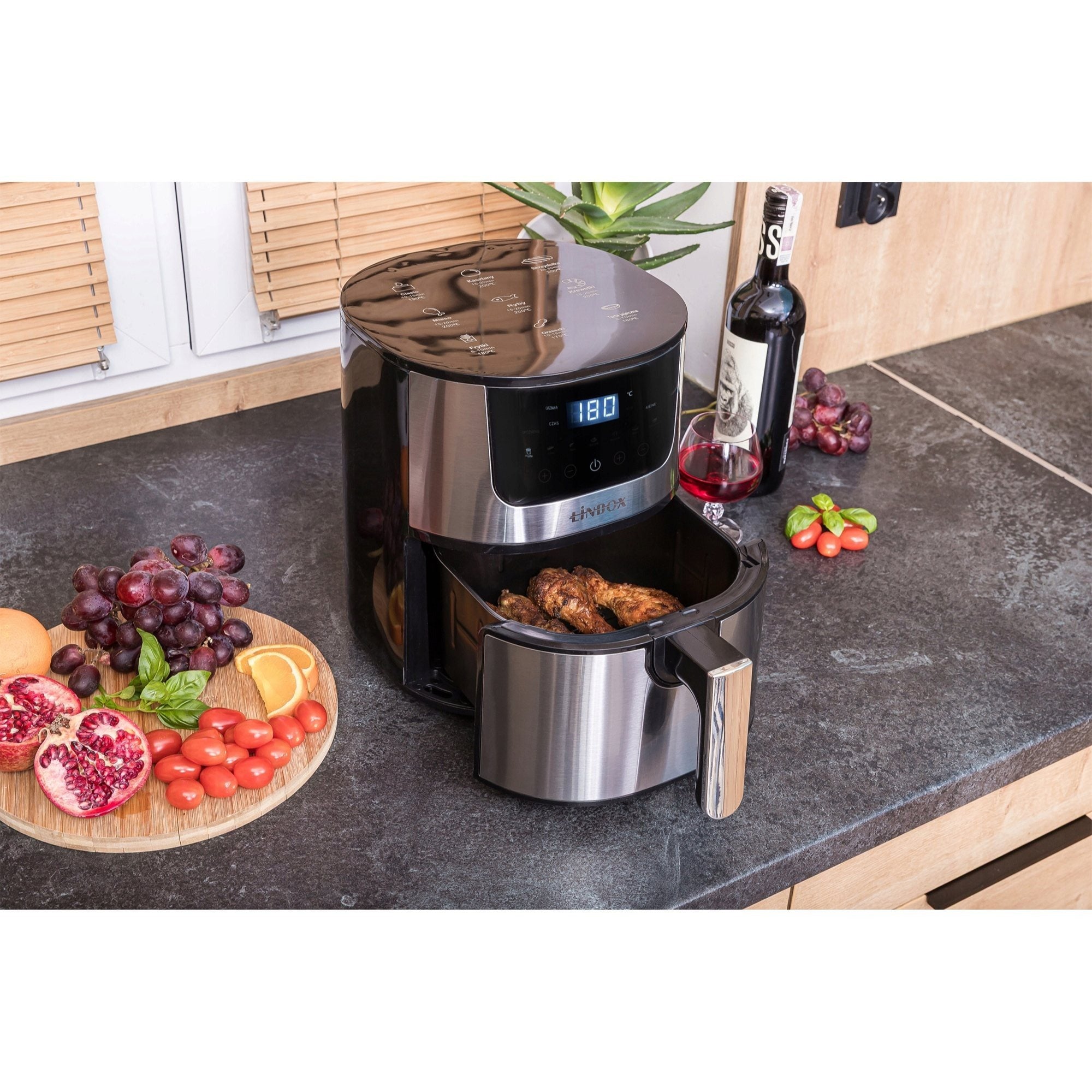 Frytkownica beztłuszczowa AIR fryer Linbox czarna 4,5L 1400W