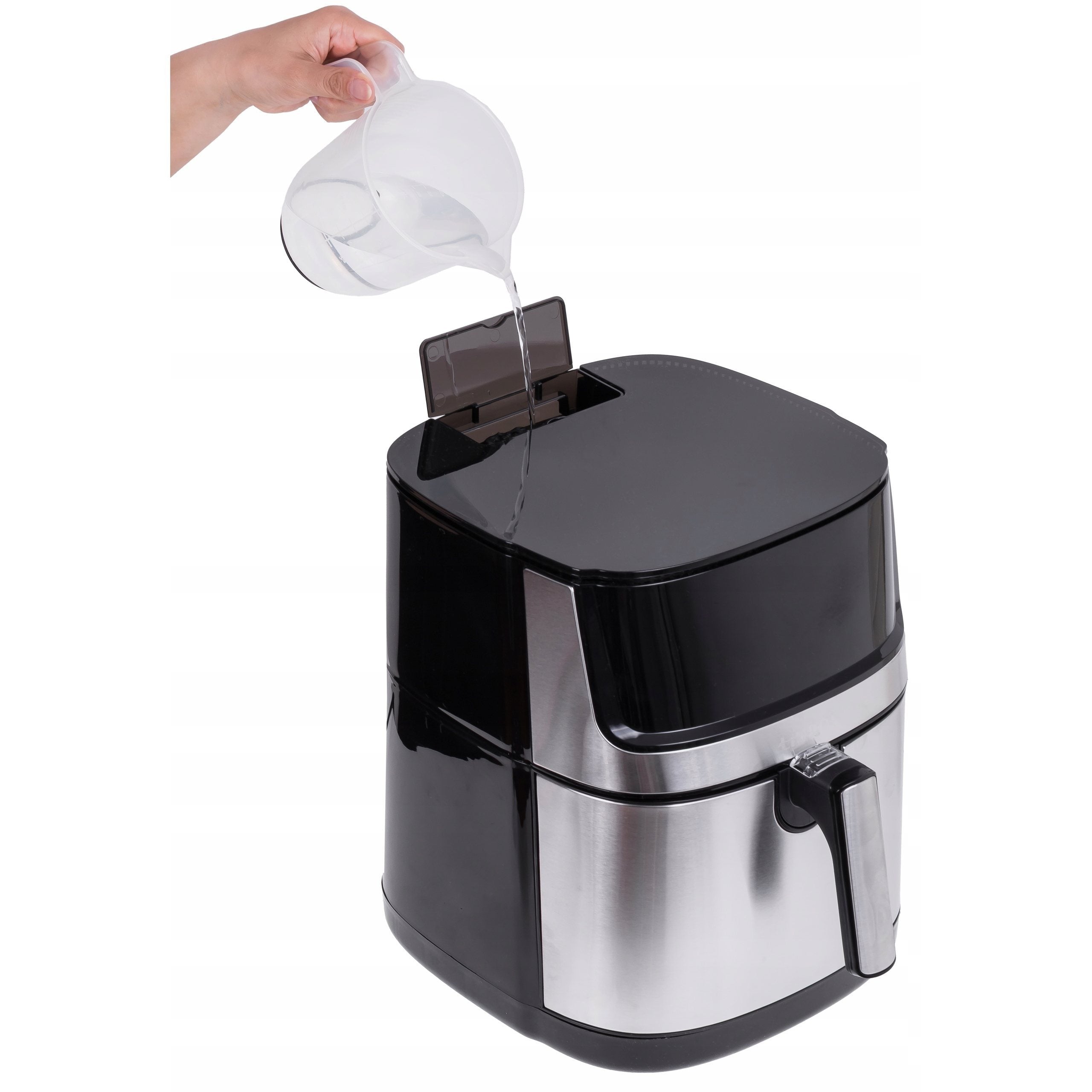 Air Fryer 8L 2000W frytkownica beztłuszczowa z funkcją pary, podwójna grzałka góra dół, okienko z podświetleniem LED, 360° cyrkulacja powietrza, 10 programów, duża pojemność